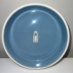 Boots & Barkley Blue Ceramic Cat Bowl with Milk Bottle Design